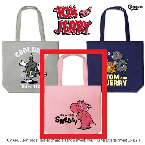 【B.ピンク】トムとジェリー サガラ刺繍レザー調トートバッグ