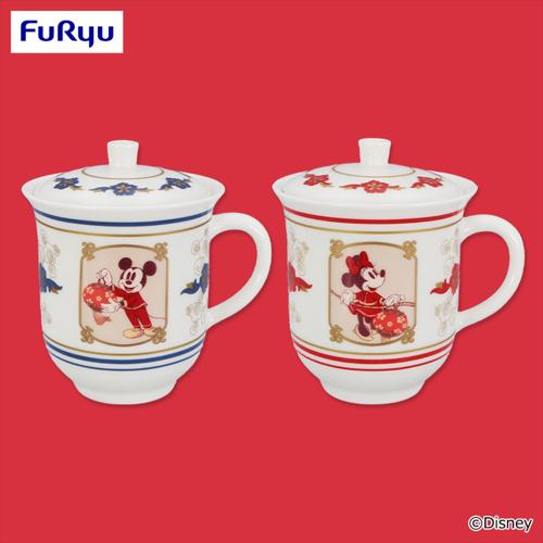 ミッキーマウス&ミニーマウス アジアンスタイル ふた付き茶器風マグカップ