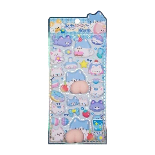 【ネコ】どうぶつプニプニおしりシールパステル