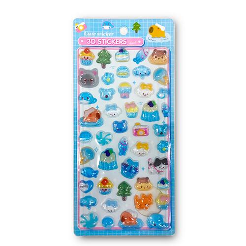 【ブルー】ぷくキラスイートシール