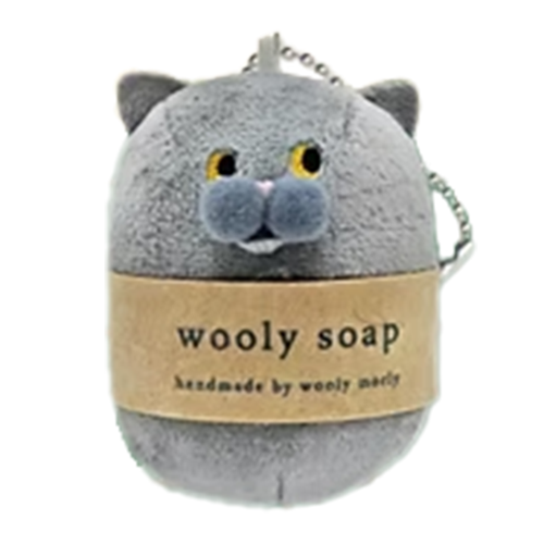 【グレー】WoolyMorlyねこせっけん マスコットぬいぐるみ2