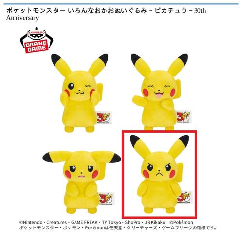 【D】ポケットモンスター いろんなおかおぬいぐるみ～ピカチュウ～30th Anniversary
