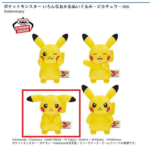 【C】ポケットモンスター いろんなおかおぬいぐるみ～ピカチュウ～30th Anniversary