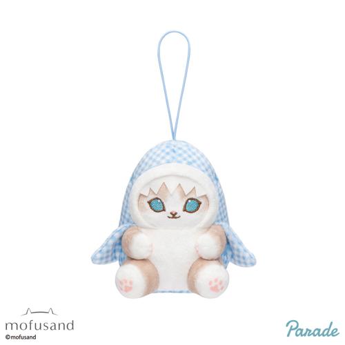 【ブルー】mofusand ギンガムチェックサメにゃんマスコット